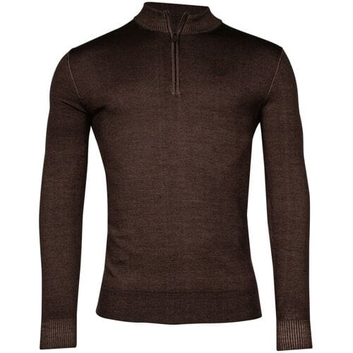 Thomas Maine Trui Half Zip Single Knit Dye Wash Donker Bruin / male