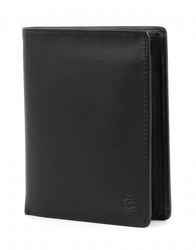 Esquire Leren Portemonnee Logo Left - Hander Wallet Black Zwart