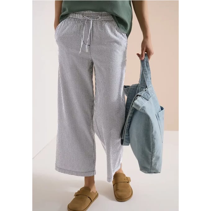 7/8 Wide Legs broek in seersucker kwaliteit