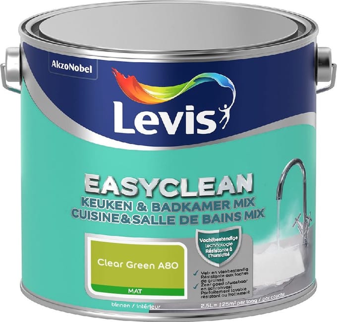 Levis - Easyclean Keuken & Badkamer Mix - Clear Green A80 - Mengverf - 2,5 L