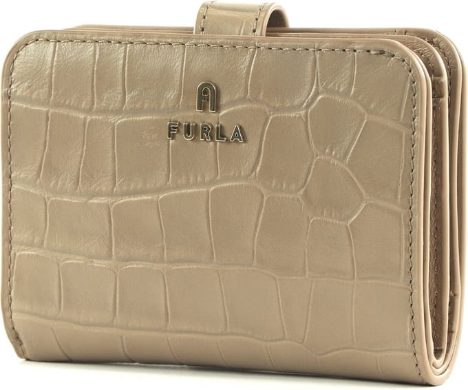 FURLA Leren Portemonnee Camelia Compact Wallet Greige Lichtbruin