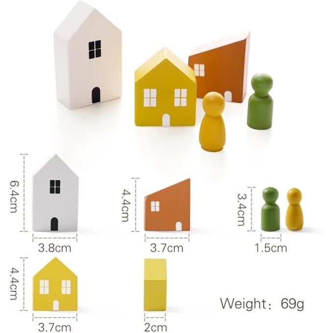 Décoration Bloc Bois Forêt Jouets en Bois avec Vernis Qualité Alimentaire Arbre Simulation Dessin Animé Décoration Maison Jeu de Placement Bébé