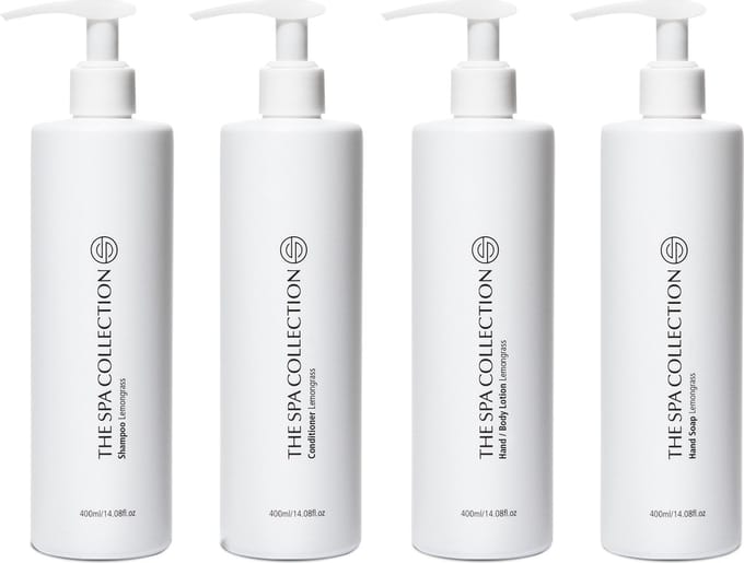 The Spa Collection Lemongrass - Shampoo + Conditioner + Body Lotion + Handzeep - Milde formulering - 400 ml pompfles - Set van 4 stuks