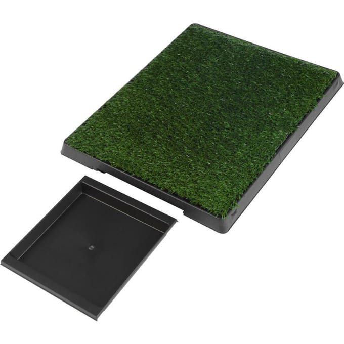 Tapis de propreté pour chien, chiot, chat, animal de compagnie, tapis d'herbe avec plateau, maison, toilettes intérieures, outil d'apprentissage de la propreté black