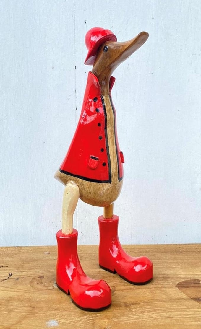 Houten eend Justus M regenjas rood