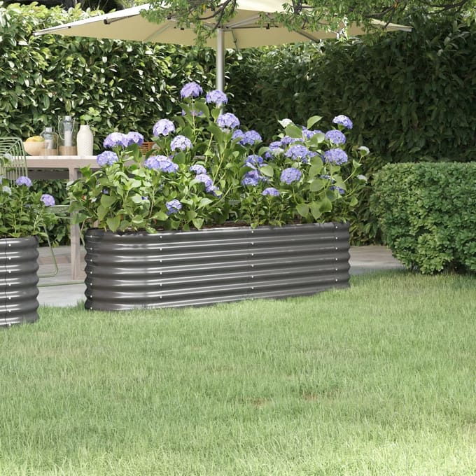 vidaXL - Plantenbak - 152x40x36 - cm - gegalvaniseerd - staal - grijs