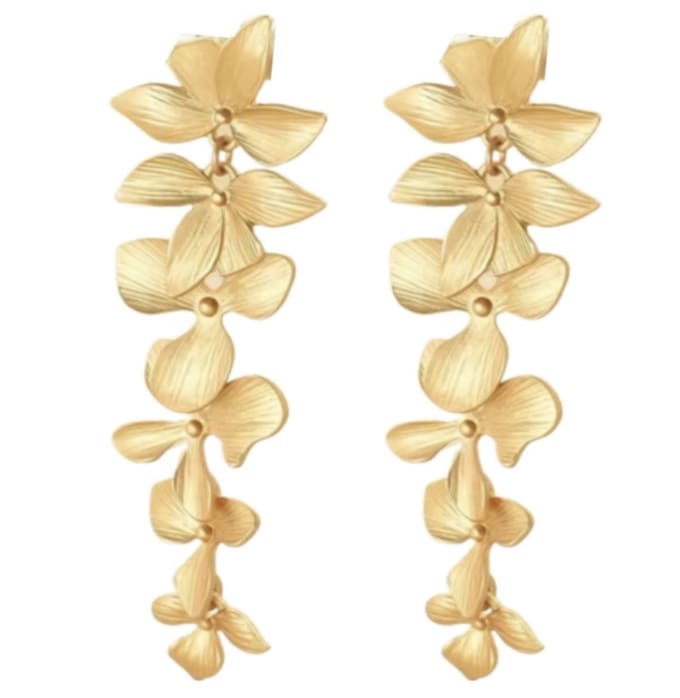 Oorbellen -Twila -glans goudkleurig -blaadjes -6 cm- Lang- Charme Bijoux