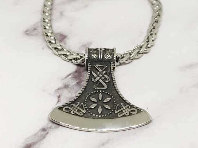 Mei's - Viking's Dane Axe - ketting heren - RVS zilver - 51 cm