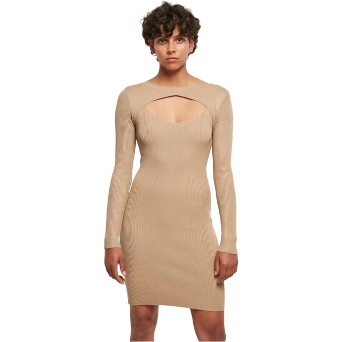 Urban Classics - Cut Out Korte jurk - L - Beige