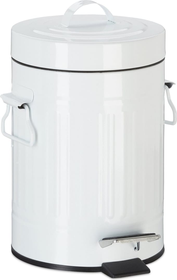 pedaalemmer 3 l - vintage - metaal - pedaal - keuken & badkamer - wit
