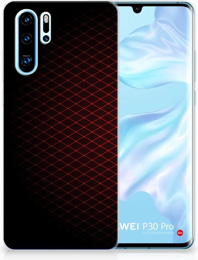 Back Cover voor Huawei P30 Pro TPU bumper Geruit Rood
