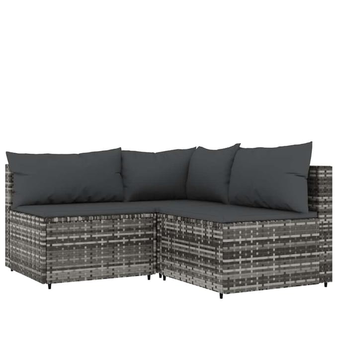 vidaXL - 4-delige - Loungeset - met - kussens - poly - rattan - grijs