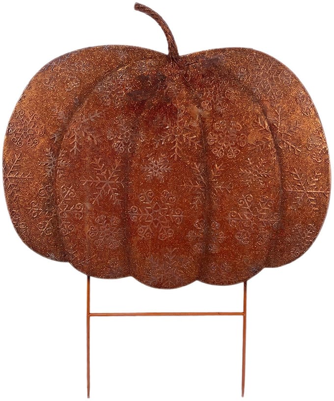 Clayre & Eef Tuinsteker Pompoen Oranje Metaal Herfst decoratie