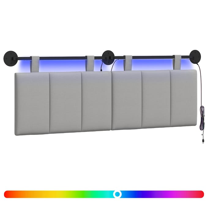 vidaXL - Hangend - hoofdbord - Met - LED-verlichting - Wolkgrijs - Stof