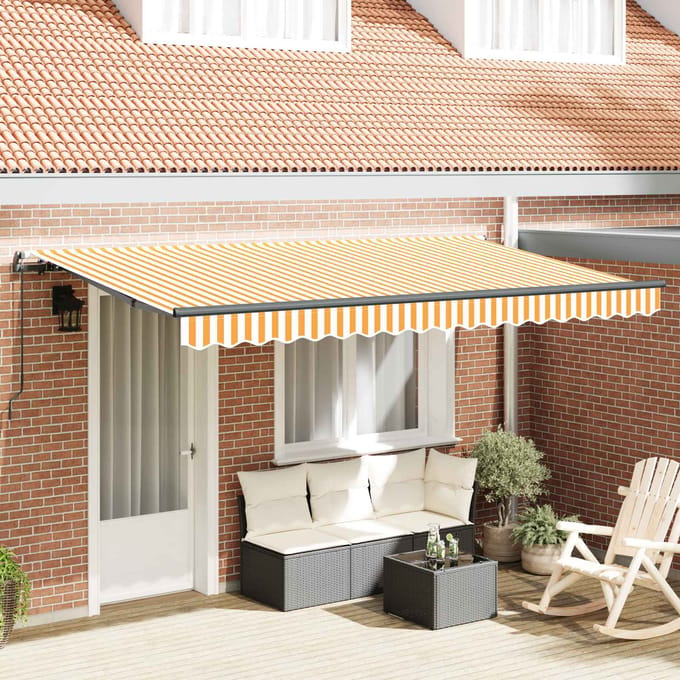 vidaXL - Uitschuifbare - luifel - Geel - 350 - x - 200 - cm - Stof