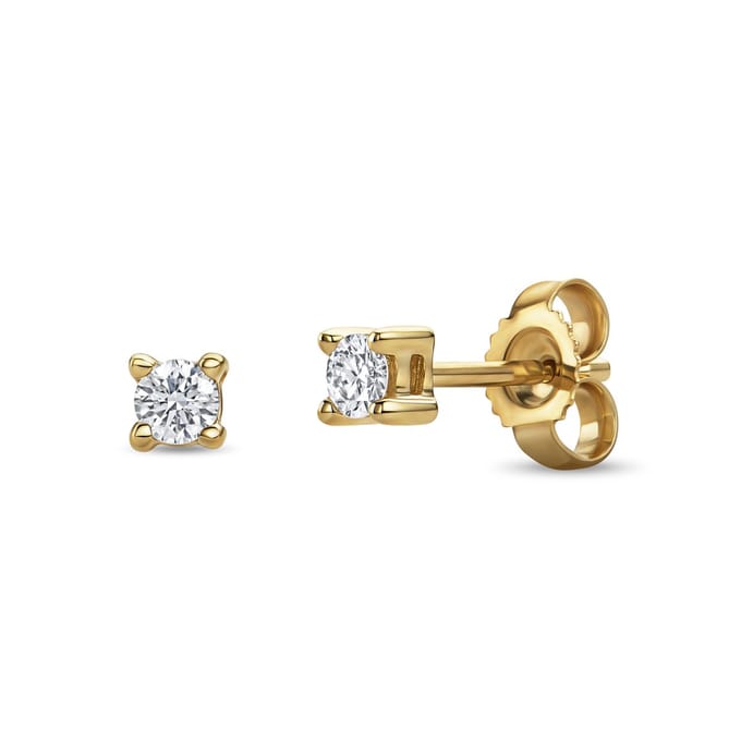 Miore Pure Oorbellen Dames - 14 Karaat Goud - Diamanten - Handgemaakt - Hypoallergene Knopjes - 3 mm