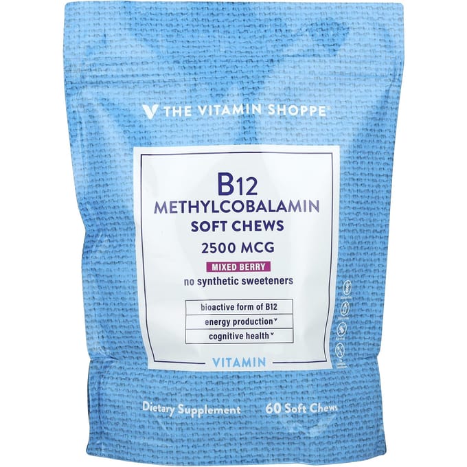 Vitamine B12, Méthylcobalamine, Saveur Baies Mixtes, 2 500 Mcg, 60 Gommes Molles à Mâcher