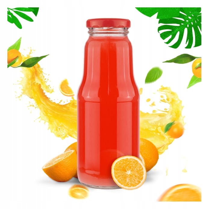 Bimberek FRUIT Serie - Glazen Fles - 300ml - Grijpbaar deksel - Multifunctioneel