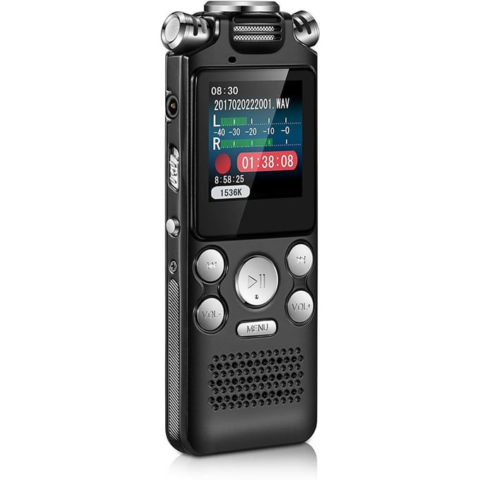 8GB Voice Recorder Ruisonderdrukking o Recorder Dubbele microfoon voor HD Spraakgestuurd zwart