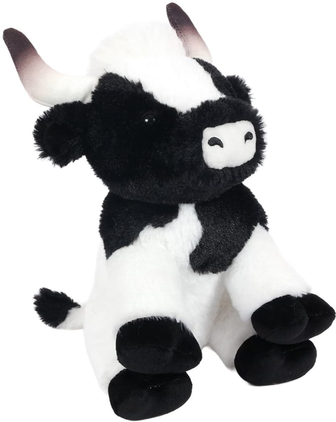 PIA Soft Toys-Pluche Knuffeldier - Koe zwart zittend 25 cm