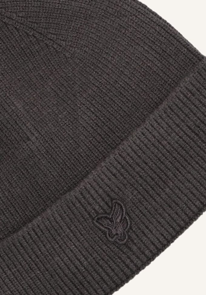 Lyle & Scott Tonal Eagle Beanie Mutsen Jongens - Donkergrijs - Maat ONESIZE