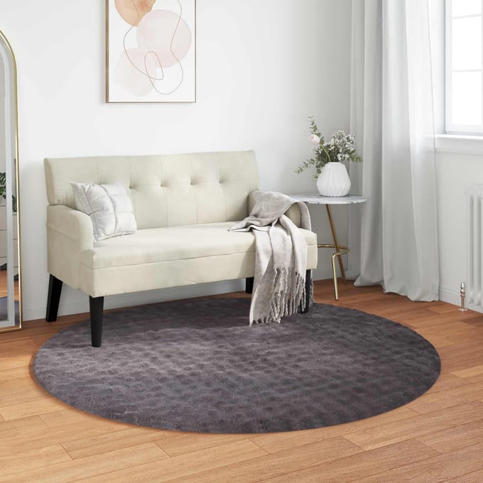vidaXL - Vloerkleden - Rond - SIROLO - Antraciet - Ø - 200 - CM - Polyester