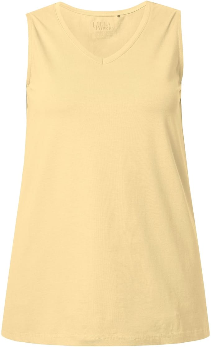 Ulla Popken - Dames - Top A-lijn V-hals mouwloos - Bleekgeel - Maat 62+
