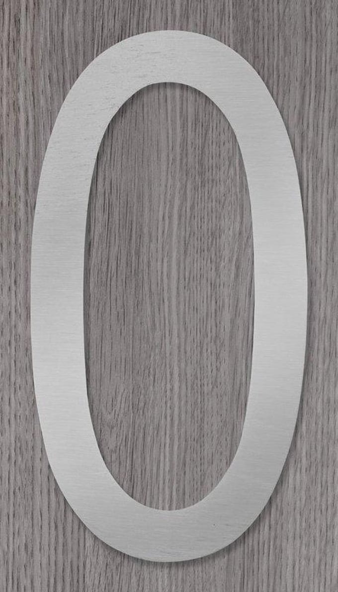 Xaptovi Huisnummer 0 Model: Elegant - Materiaal: RVS - Hoogte: 20cm - Kleur: RVS