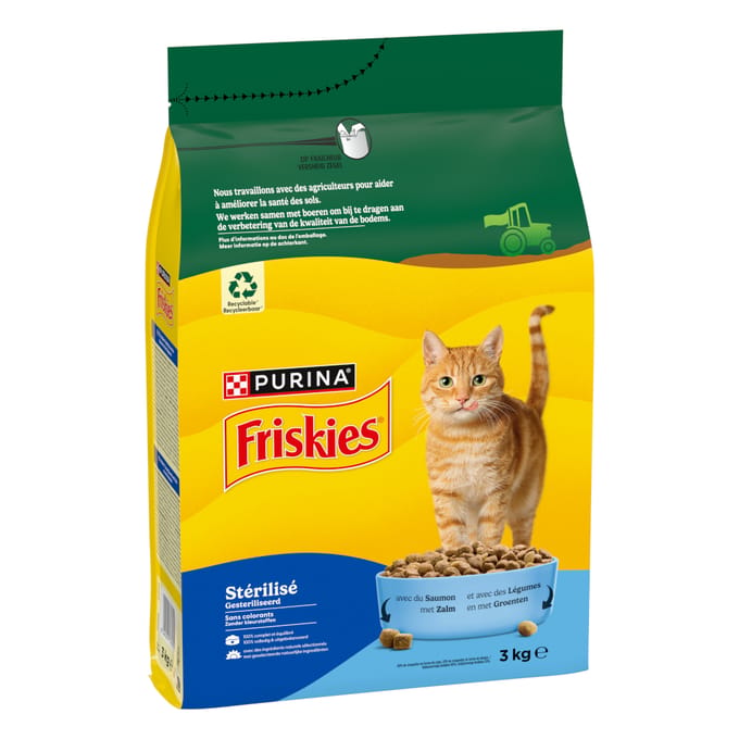 PURINA Friskies Sterilized Kat met zalm, tonijn en groenten - Voordeelpakket: 3 x 3 kg