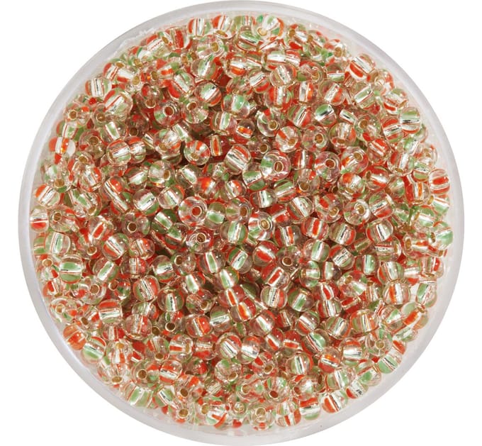 Rocailles kralen, kristal, 2,6 mm - Rood/Groen
