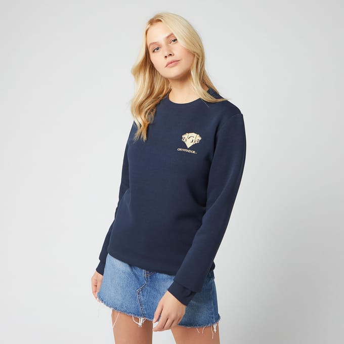 Harry Potter Gryffindor Unisex Embroidered Sweatshirt - Navy - M