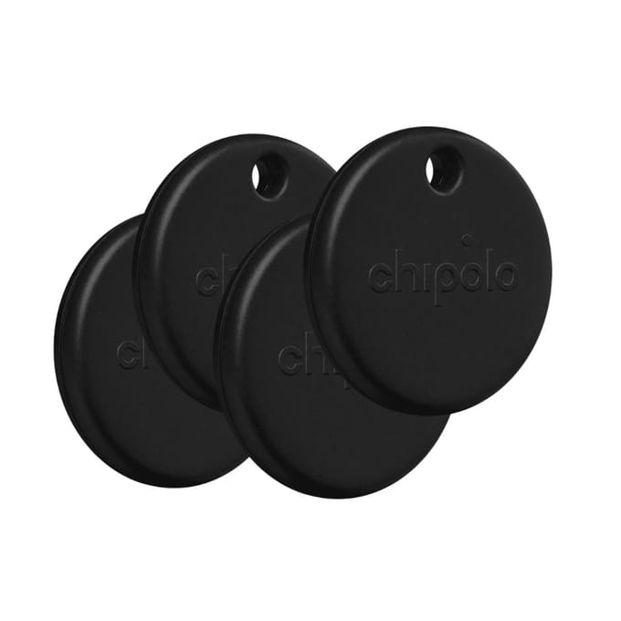 Chipolo POP - Bluetooth Tracker & KeyFinder - Werkt met Apple Find My & Android Find My Device - Tracker Apple iPhone & Android - 120 dB - Zwart - 4 Pack