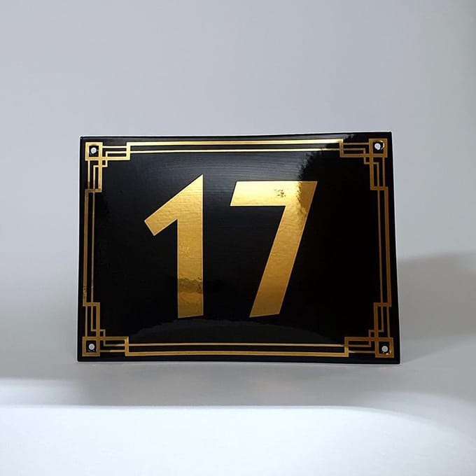 Art deco | jaren ’30 | luxe emaille huisnummer - 17