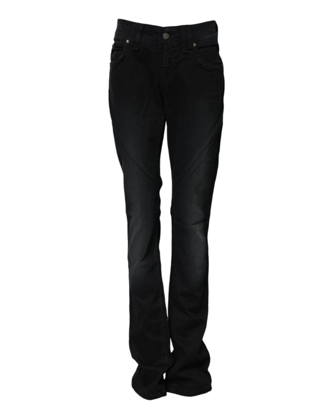 John Galliano Zwarte Katoenen Midden Taille Tapered Denim Jeans