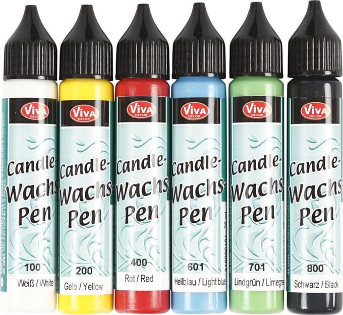 Kaarsversierpen, sterke kleuren, 6x28 ml/ 1 doos