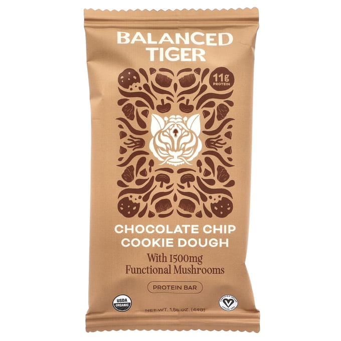 Balanced Tiger, Eiwitreep, Chocolate Chip Cookie Dough, 12 repen, 1,55 oz (44 gr) Elk