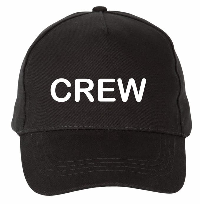 Mijncadeautje - 5 panel - Cap - Verstelbaar - Pet van 100% dik geborsteld katoen- unisex - opdruk wit - Crew - zwart