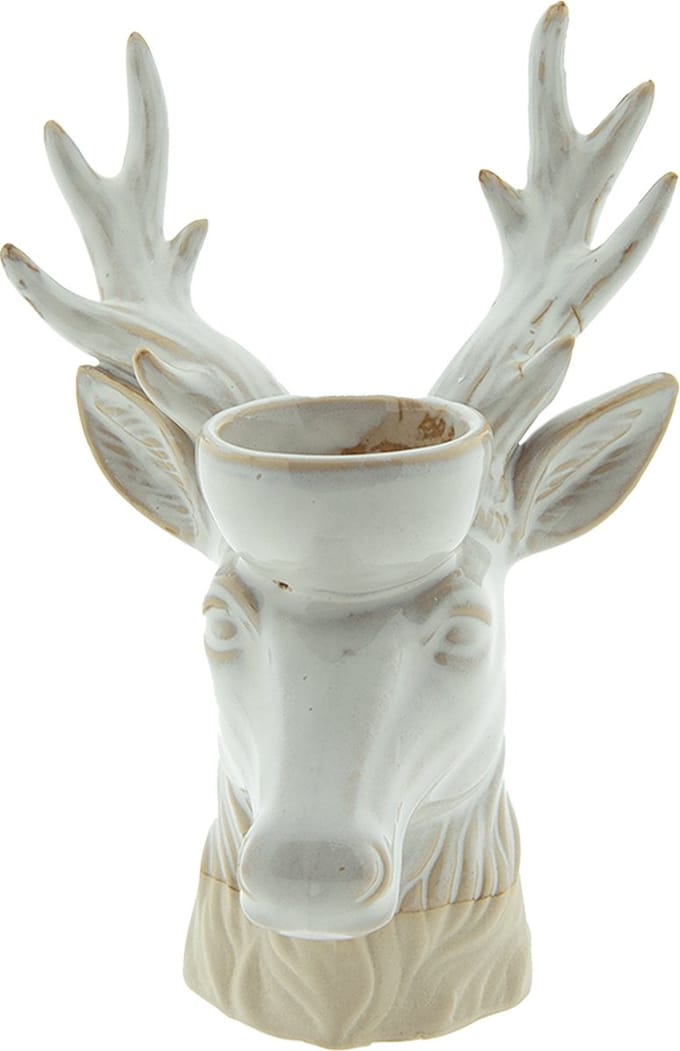 Clayre & Eef Theelichthouder Rendier 18 cm Beige Bruin Porselein