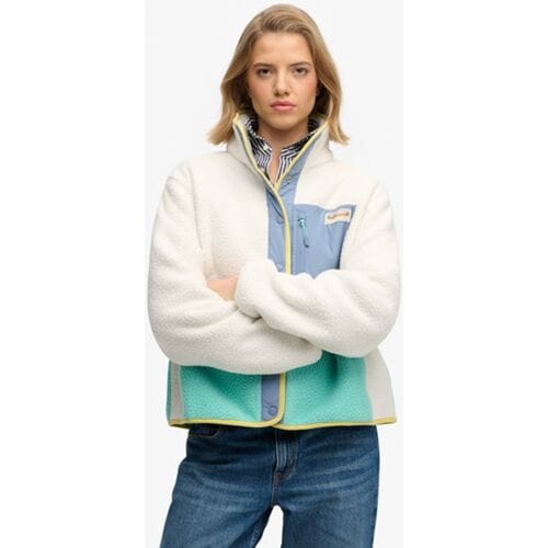 Superdry Colour Block Fleece Jas White Grootte: 46