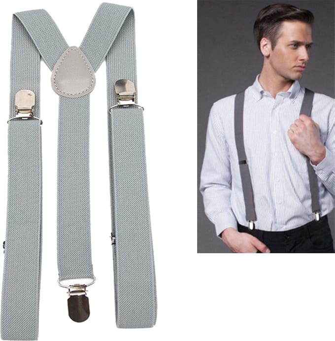 Bretels - Grijs - met stevige clip - luxe - heren bretels - unisex