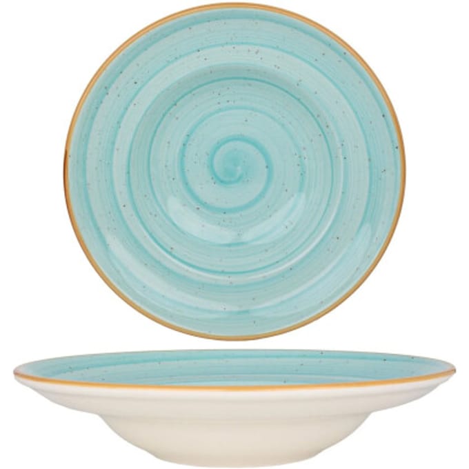 Bonna Pastabord - Aqua - Porselein - 27 cm (450cc) - set van 2