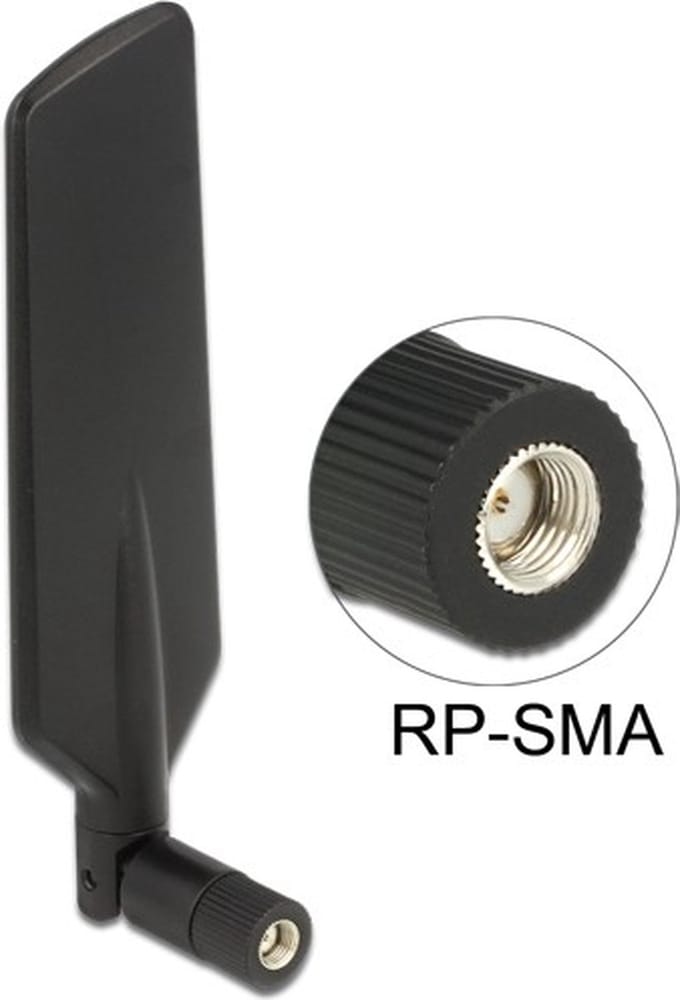 LTE WLAN Dual Band Antenne met SMA-RP (m) connector - 1 - 4 dBi - zwart