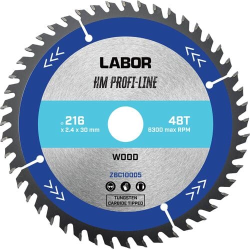 Labor HM cirkelzaagblad hout 216x30x2,4mm 48T