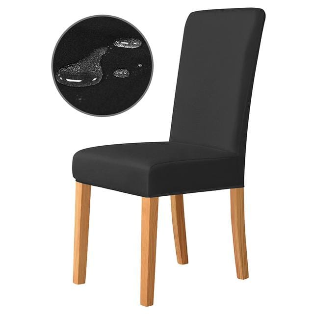 1/2/4/6 pièces tissu imperméable housse de chaise multicolore Spandex élastique doux housse de chaise housse de siège pour cuisine salle à manger 1 Piece noir