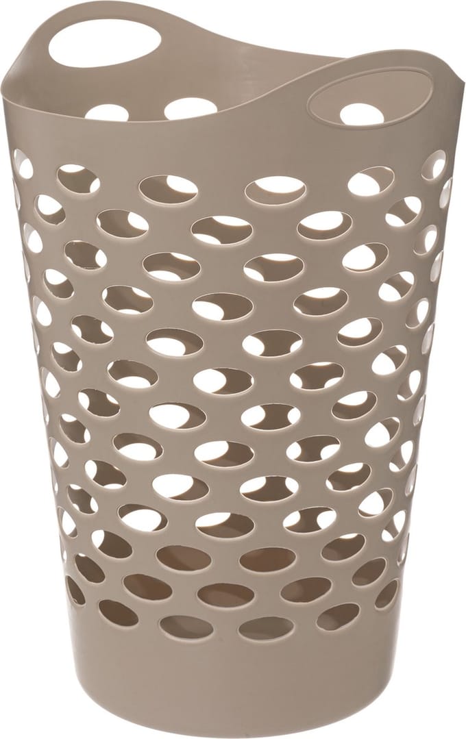 5Five Flexibele wasmand/opbergmand - rond - beige - 60 liter - D41 x H66 cm