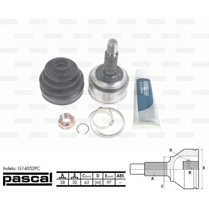 Homokineet reparatie set, aandrijfas PASCAL G14052PC