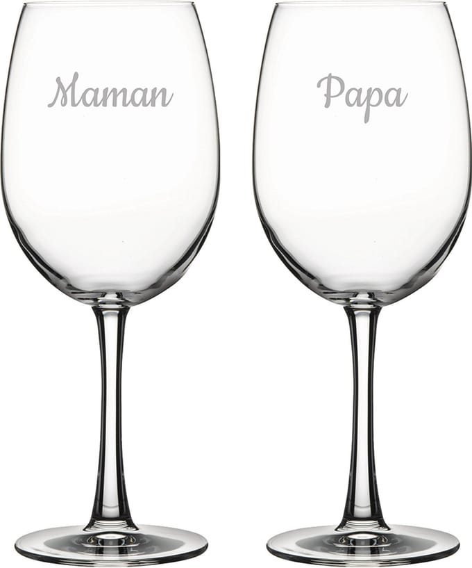 Rode wijnglas gegraveerd - 58cl - Maman & Papa
