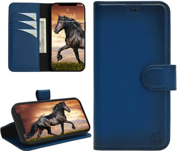 Pulledro geschikt voor iPhone 14 BookCase - Echt Leer - RFID - Midnight Blue