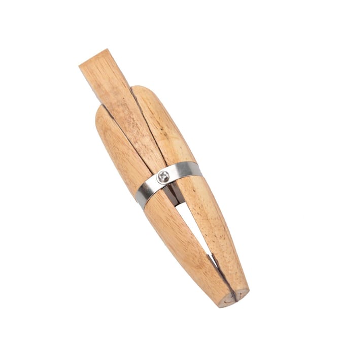 Houten ringklem, juweliershouder, sieradenmakerij, professioneel handgereedschap beige
