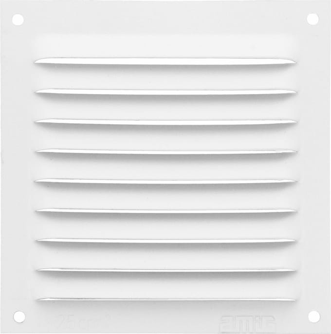 AMIG Ventilatierooster/muurrooster - 100 x 100mm - aluminium - wit - schoepenrooster